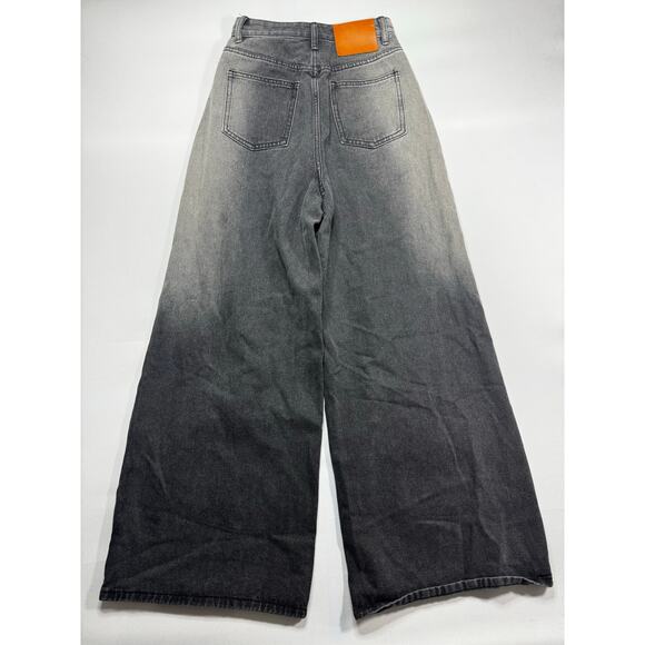 Tina Mini Women's High Rise Wide Leg Baggy Gray Denim Jeans - Size S (23x28) - Picture 2 of 5